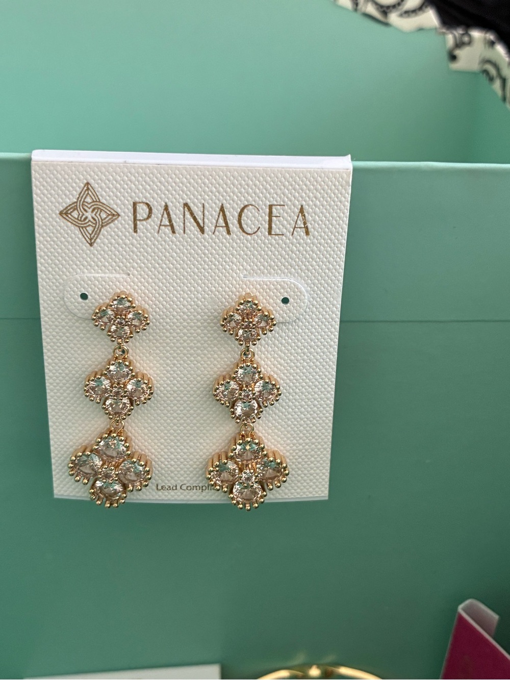 Panacea Cache Gold Crystal Drop Earrings - Gold